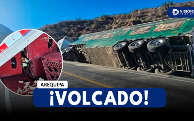 AREQUIPA: CAMIÓN LLENO DE CERVEZA SE ACCIDENTA EN LA CARRETERA AREQUIPA – PUNO Y CONDUCTOR RESULTA ILESO