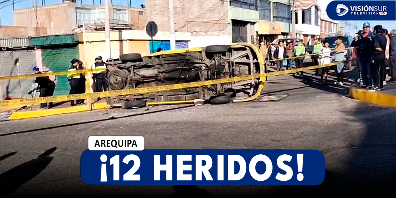 AREQUIPA: FUERTE CHOQUE ENTRE DOS COMBIS EN CAYMA DEJÓ 12 PERSONAS HERIDAS ENTRE LAS CUALES HAY 3 ESCOLARES