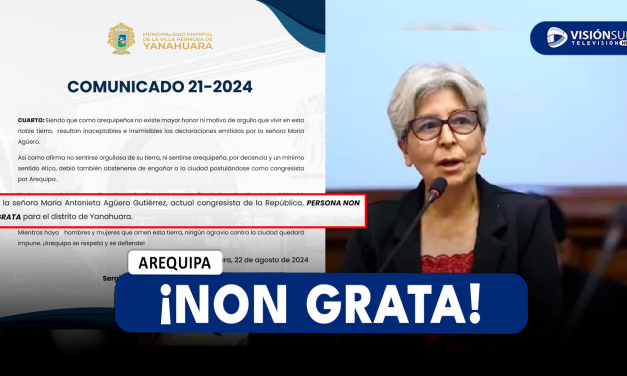 AREQUIPA: DECLARAN COMO PERSONA NON GRATA A LA CONGRESISTA MARÍA AGÜERO LUEGO DE CONTROVERSIALES DECLARACIONES