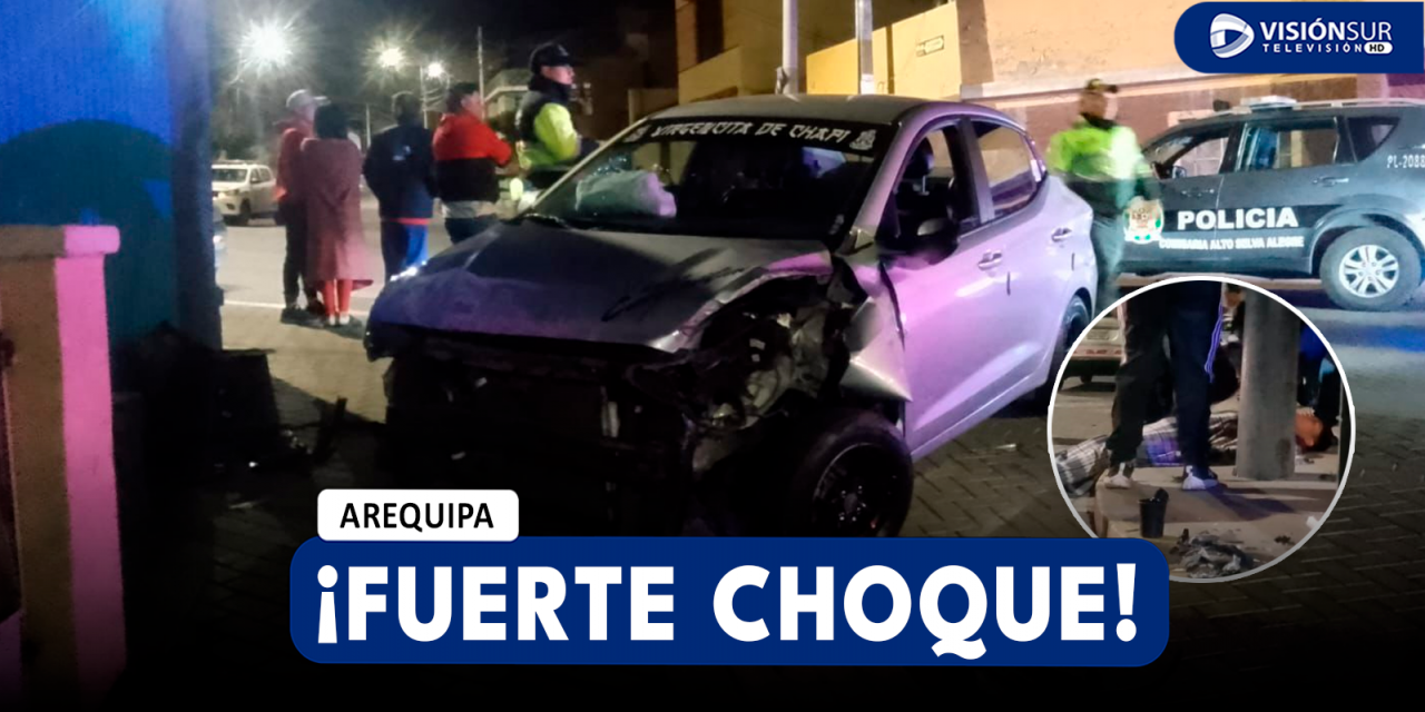 AREQUIPA: VARÓN RESULTA GRAVEMENTE HERIDO TRAS CHOCAR SU AUTO CONTRA UN POSTE EN ALTO SELVA ALEGRE