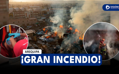 AREQUIPA: FUERTE INCENDIO SE REGISTRÓ EN AL AV. JESÚS DONDE DEJÓ UN BOMBERO HERIDO Y VARIOS CIVILES AFECTADOS