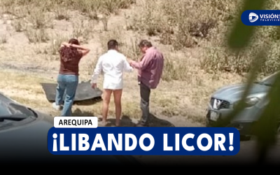 AREQUIPA: CAPTAN A TRABAJADORES DE LA GERESA LIBANDO LICOR EN LA ZONA DE YUMINA CON UNA CAMIONETA OFICIAL