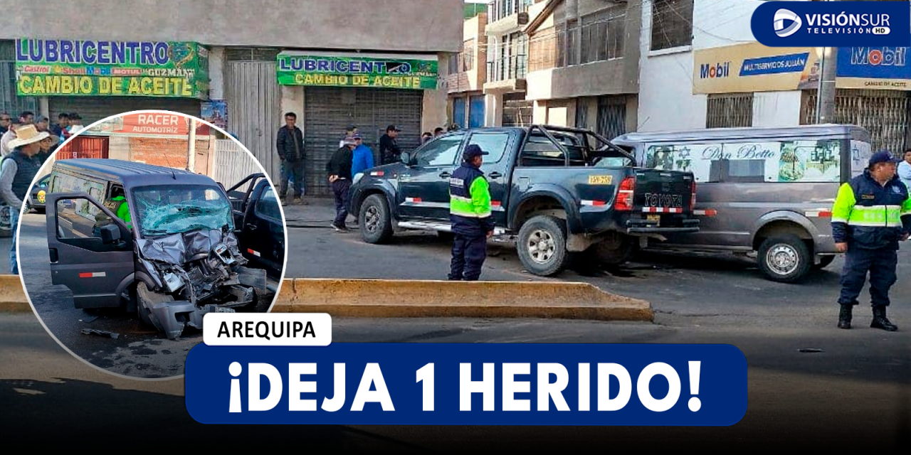 AREQUIPA: COMBI Y CAMIONETA PROTAGONIZAN NUEVO CHOQUE EN LA AV. LAS CONVENCIONES Y DEJA A UNA PERSONAS HERIDA