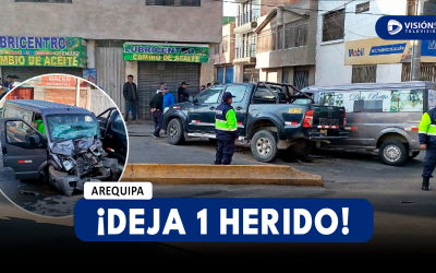 AREQUIPA: COMBI Y CAMIONETA PROTAGONIZAN NUEVO CHOQUE EN LA AV. LAS CONVENCIONES Y DEJA A UNA PERSONAS HERIDA