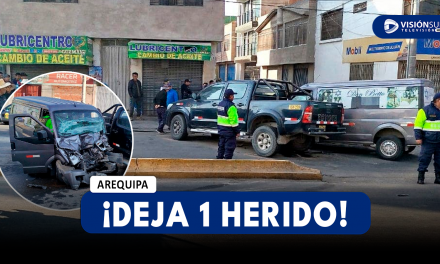 AREQUIPA: COMBI Y CAMIONETA PROTAGONIZAN NUEVO CHOQUE EN LA AV. LAS CONVENCIONES Y DEJA A UNA PERSONAS HERIDA