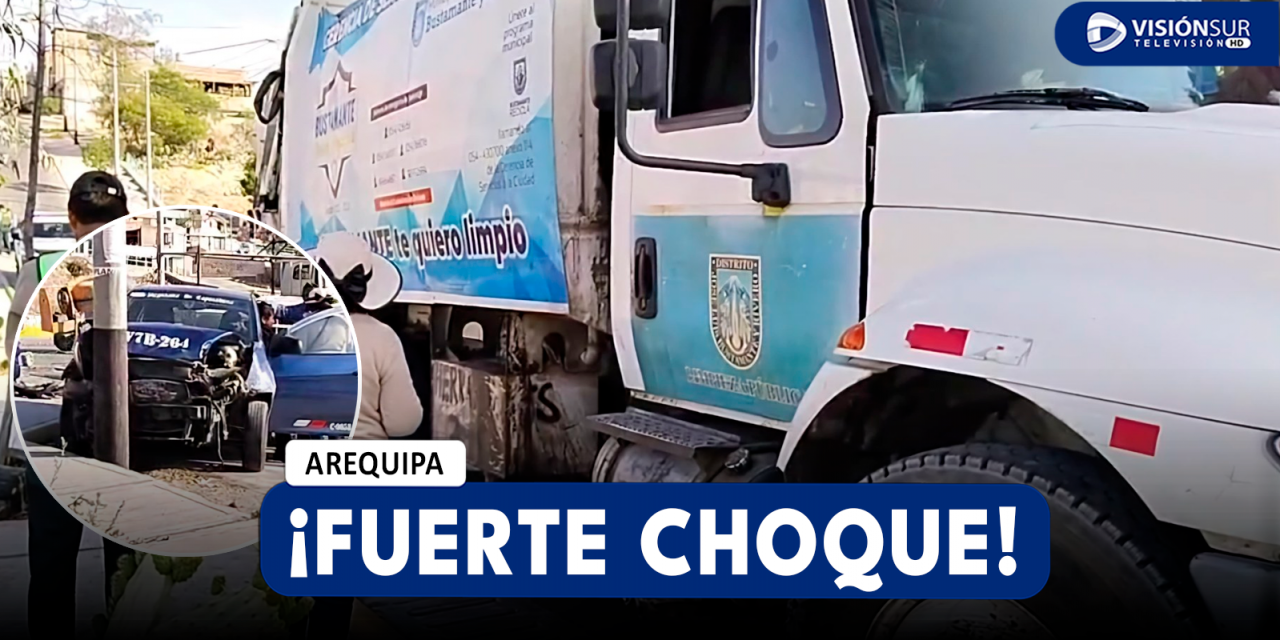 AREQUIPA: COMPACTADORA DE BASURA DE LA MUNICIPALIDAD DE BUSTAMANTE Y RIVERO CHOCA CONTRA AUTO EN CONO NORTE