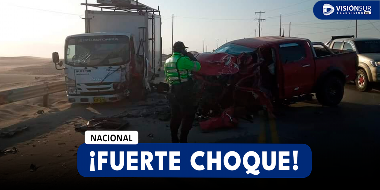 NACIONAL: FUERTE CHOQUE ENTRE UNA CAMIONETA Y UN CAMIÓN DEJO A LOS CONDUCTORES HERIDOS EN YAUCA