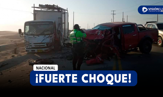 NACIONAL: FUERTE CHOQUE ENTRE UNA CAMIONETA Y UN CAMIÓN DEJO A LOS CONDUCTORES HERIDOS EN YAUCA