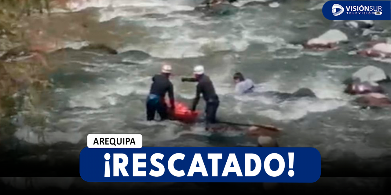 AREQUIPA: ESCOLAR CAE AL CAUDAL DE RIO CHILI Y ES RESCATADO DE UNA ZONA DE DIFÍCIL ACCESO EN EL PUENTE BOLOGNESI