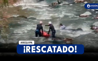 AREQUIPA: ESCOLAR CAE AL CAUDAL DE RIO CHILI Y ES RESCATADO DE UNA ZONA DE DIFÍCIL ACCESO EN EL PUENTE BOLOGNESI