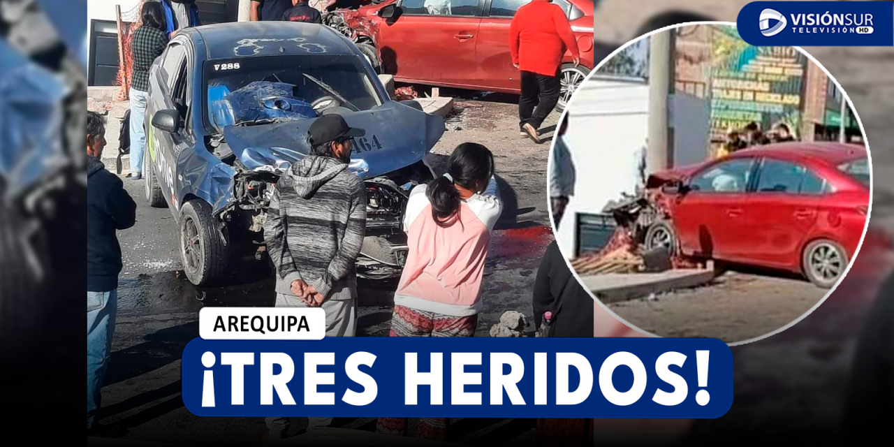 AREQUIPA: FUERTE CHOQUE SE REGISTRÓ EN CERRO COLORADO ENTRE DOS VEHÍCULOS Y DEJÓ A TRES PERSONAS HERIDAS ENTRE ELLAS UN ESCOLAR