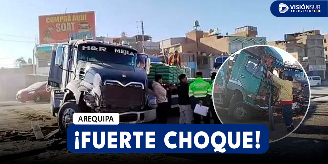 AREQUIPA: DOS CAMIONES IMPACTAN EN CERRO COLORADO Y DEJA HERIDO A UNO DE LOS CONDUCTORES