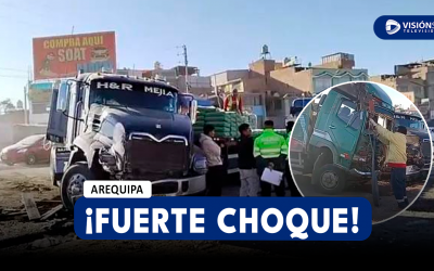 AREQUIPA: DOS CAMIONES IMPACTAN EN CERRO COLORADO Y DEJA HERIDO A UNO DE LOS CONDUCTORES