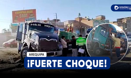 AREQUIPA: DOS CAMIONES IMPACTAN EN CERRO COLORADO Y DEJA HERIDO A UNO DE LOS CONDUCTORES