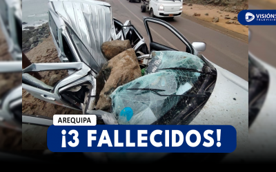 AREQUIPA: UNA ENORME ROCA CAYÓ SOBRE UN VEHÍCULO EN ÁTICO Y DEJO A 3 PERSONAS SIN VIDA