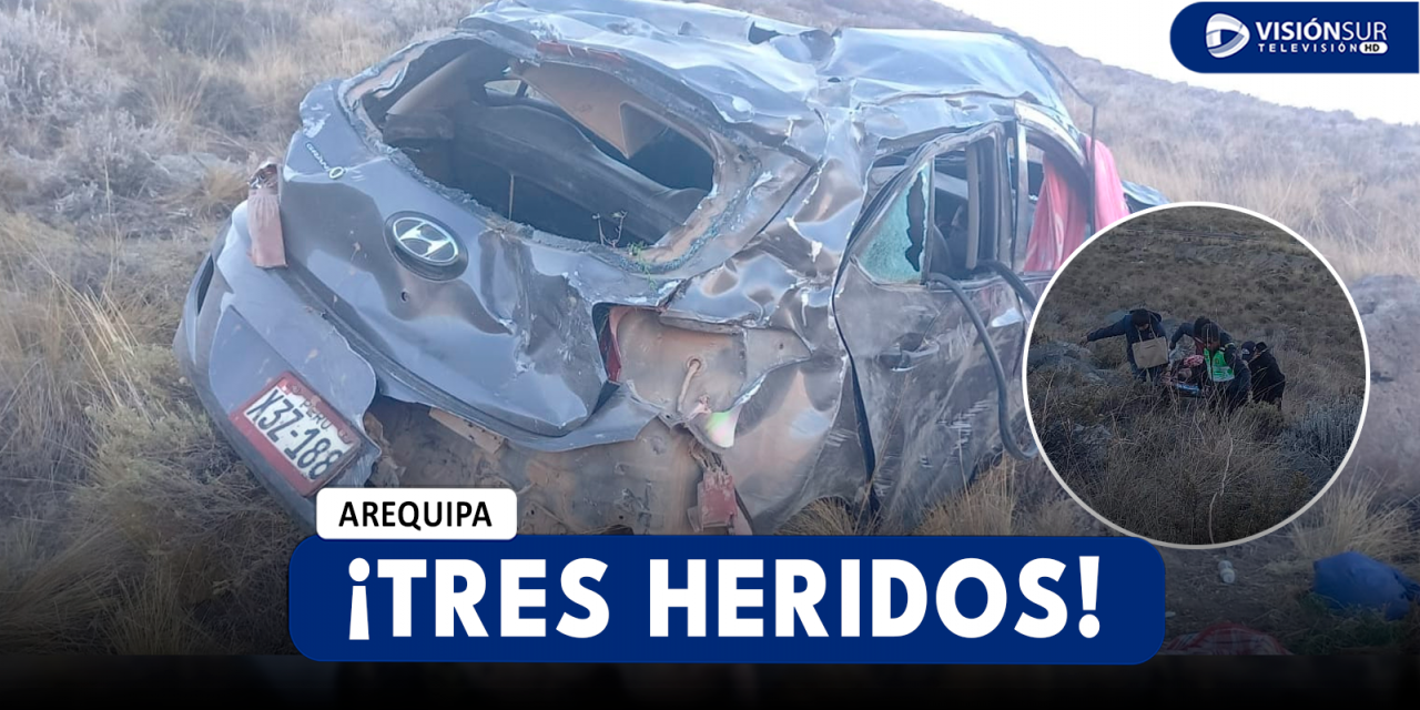 AREQUIPA: FUERTE CHOQUE DEJA A TRES PERSONAS HERIDAS EN LA VÍA AREQUIPA – PUNO EN YURA