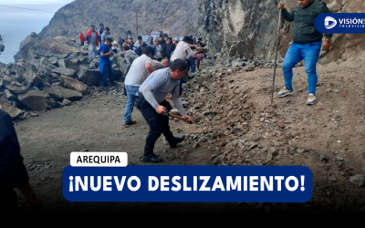 AREQUIPA: NUEVO DERRUMBE SE REGISTRÓ EN EL SECTOR DE LA PLANCHADA Y POLICÍA PIDE EVITAR VIAJAR POR ESTA ZONA