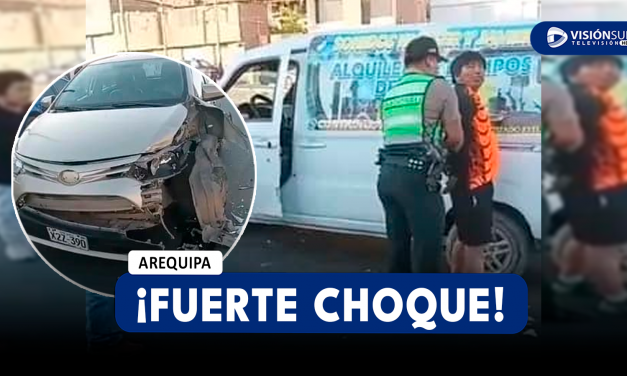 AREQUIPA: DETIENEN A VARÓN QUE CHOCÓ SU COMBI CONTRA UN AUTO EN CONO NORTE Y ESTARÍA EN PRESUNTO ESTADO DE EBRIEDAD