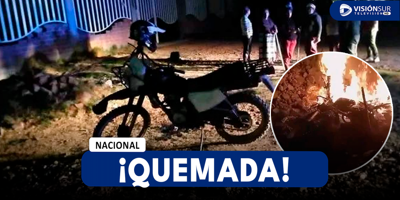 NACIONAL: VECINOS DEL DISTRITO DE SAN MIGUEL QUEMARON LA MOTO DE UN PRESUNTO DELINCUENTE