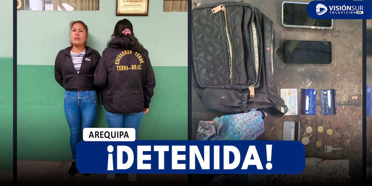 AREQUIPA: MUJER FUE DETENIDA POR AGENTES DEL GRUPO TERNA TRAS ROBAR EL CELULAR DE UN JOVEN