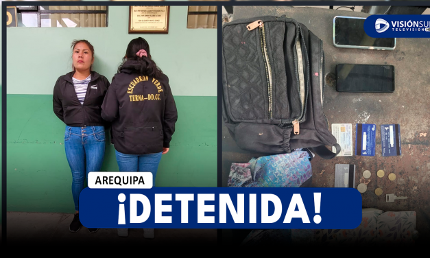 AREQUIPA: MUJER FUE DETENIDA POR AGENTES DEL GRUPO TERNA TRAS ROBAR EL CELULAR DE UN JOVEN