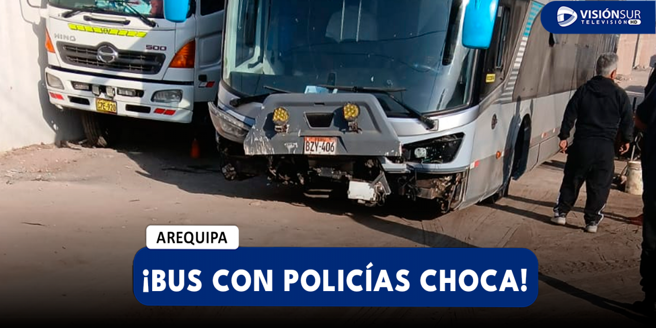 AREQUIPA: BUS QUE TRANSPORTABA 40 EFECTIVOS DE LA PNP IMPACTÓ CONTRA UN CERRO EN CARAVELÍ