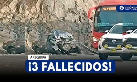 AREQUIPA: TRES FALLECIDOS DEJA CHOQUE ENTRE BUS INTERPROVINCIAL Y AUTO EN LA VÍA CERRO VERDE