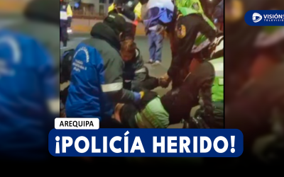 AREQUIPA: FUERTE ACCIDENTE SE REGISTRÓ EN EL ÓVALO DEL AVELINO CÁCERES DONDE UN EFECTIVO DE LA PNP QUEDÓ HERIDO