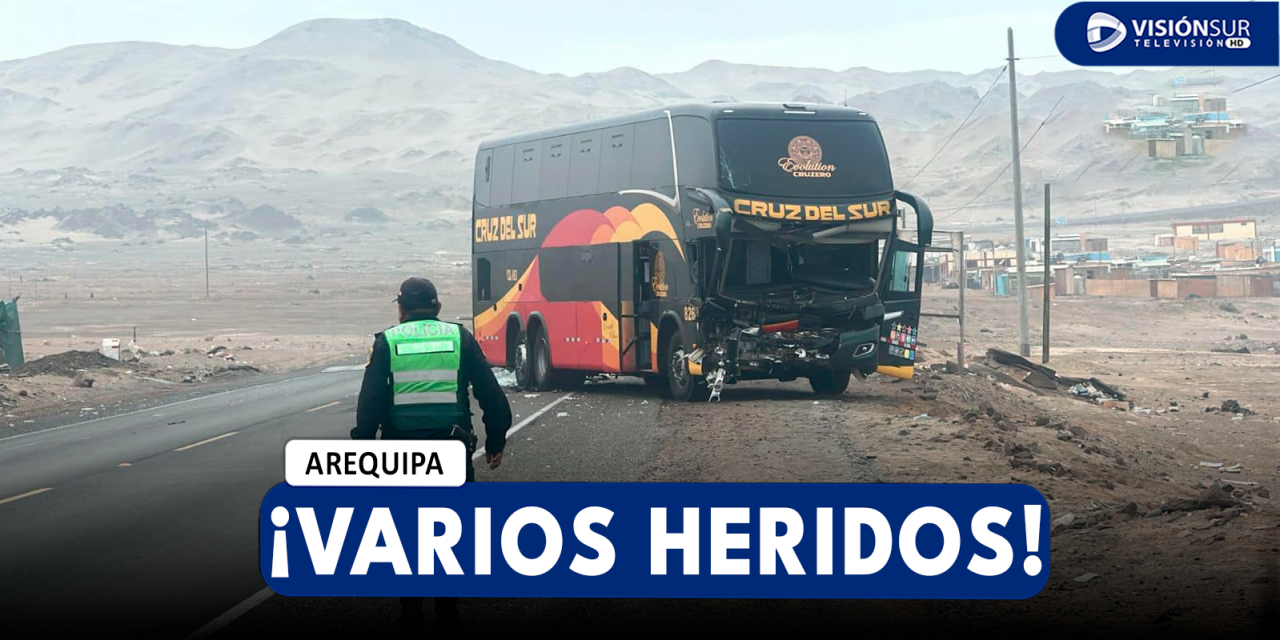 AREQUIPA: FUERTE CHOQUE DE BUS QUE HACÍA TRANSBORDO DEJA AL MENOS 4 PERSONAS HERIDAS EN CHALA