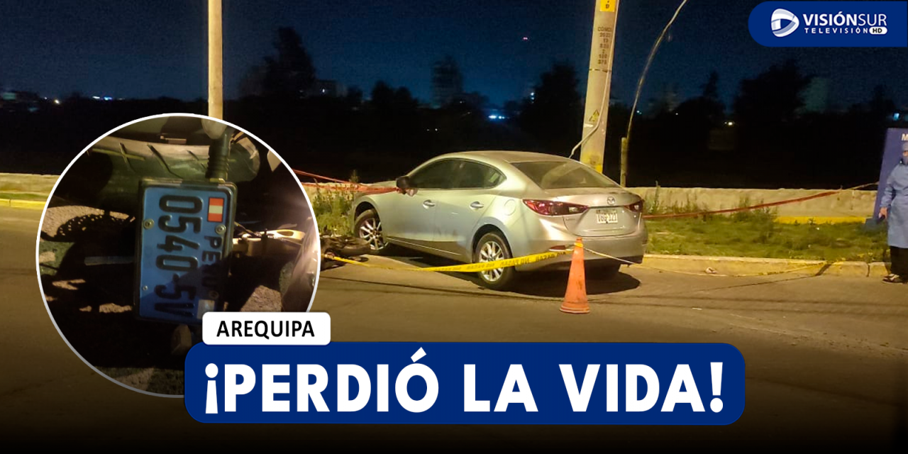 AREQUIPA: MOTOCICLISTA PIERDE LA VIDA LUEGO DE HABER SIDO ARRASTRADO TRAS CHOCAR CON UN AUTO EN CAYMA