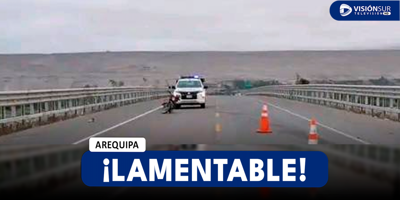 AREQUIPA: JOVEN MOTOCICLISTA PIERDE LA VIDA LUEGO DE IMPACTAR CONTRA UN VEHÍCULO EN EL PUENTE DE TAMBO