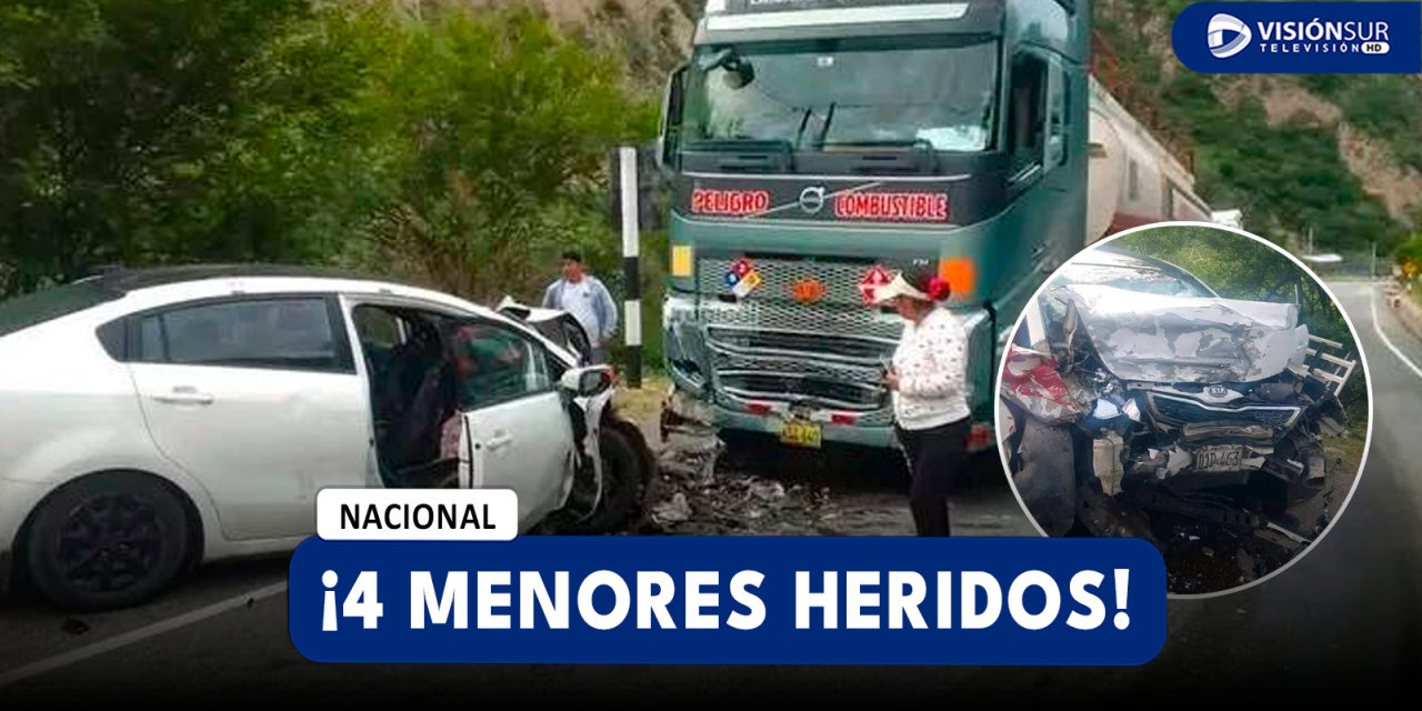 NACIONAL: CHOQUE ENTRE AUTO Y CISTERNA EN CUSCO DEJA UNA PERSONA FALLECIDA Y CUATRO MENORES HERIDOS