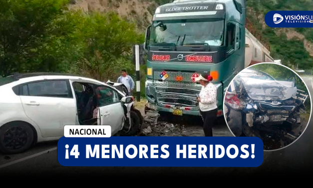 NACIONAL: CHOQUE ENTRE AUTO Y CISTERNA EN CUSCO DEJA UNA PERSONA FALLECIDA Y CUATRO MENORES HERIDOS