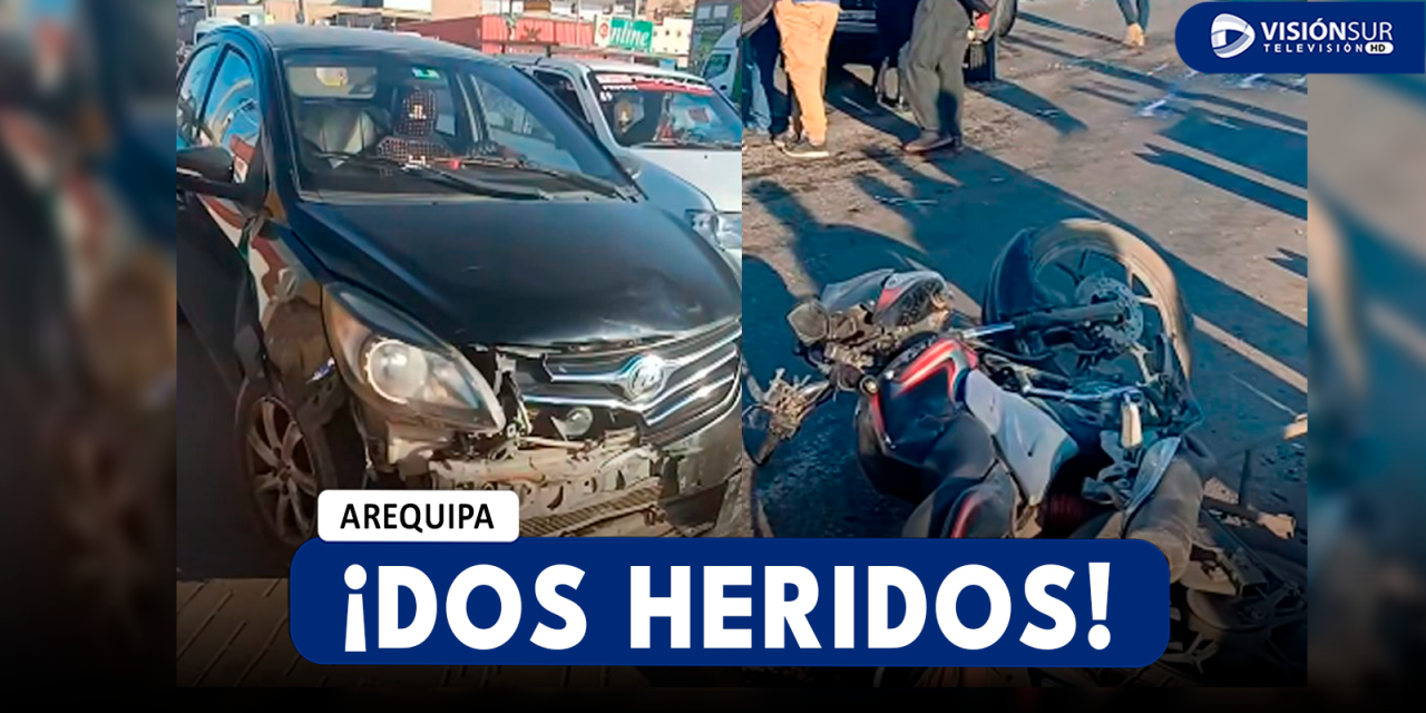 AREQUIPA: AUTO Y MOTOCICLETA IMPACTAN EN CERRO COLORADO Y DEJA A DOS PERSONAS HERIDAS