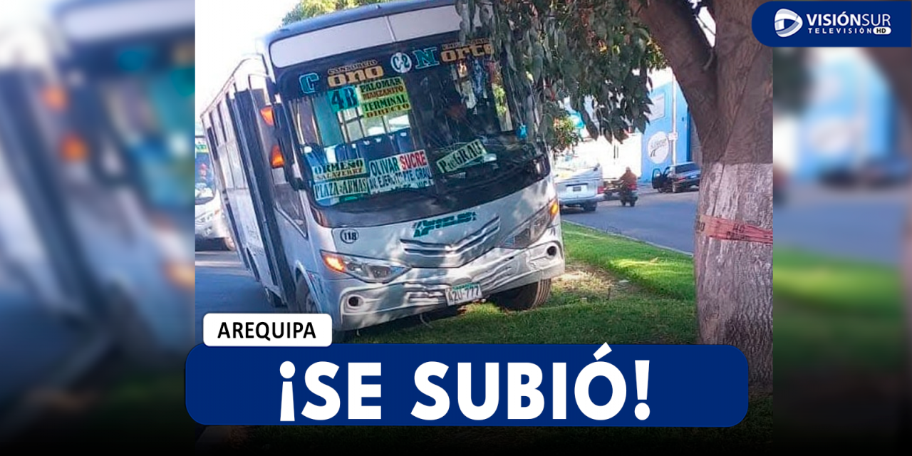 AREQUIPA: BUS DEL SIT TERMINA SOBRE LA BERMA CENTRAL DE LA AV. AVIACIÓN PARA EVITAR ACCIDENTE TRAS FALLA TÉCNICA