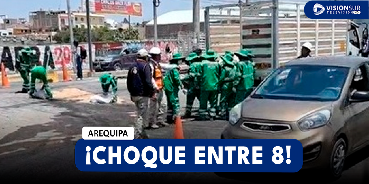 AREQUIPA: FUERTE CHOQUE ENTRE 8 UNIDADES SE REGISTRÓ EN LA AV. AVIACIÓN CON LA AV. PRIMAVERA