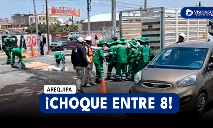 AREQUIPA: FUERTE CHOQUE ENTRE 8 UNIDADES SE REGISTRÓ EN LA AV. AVIACIÓN CON LA AV. PRIMAVERA