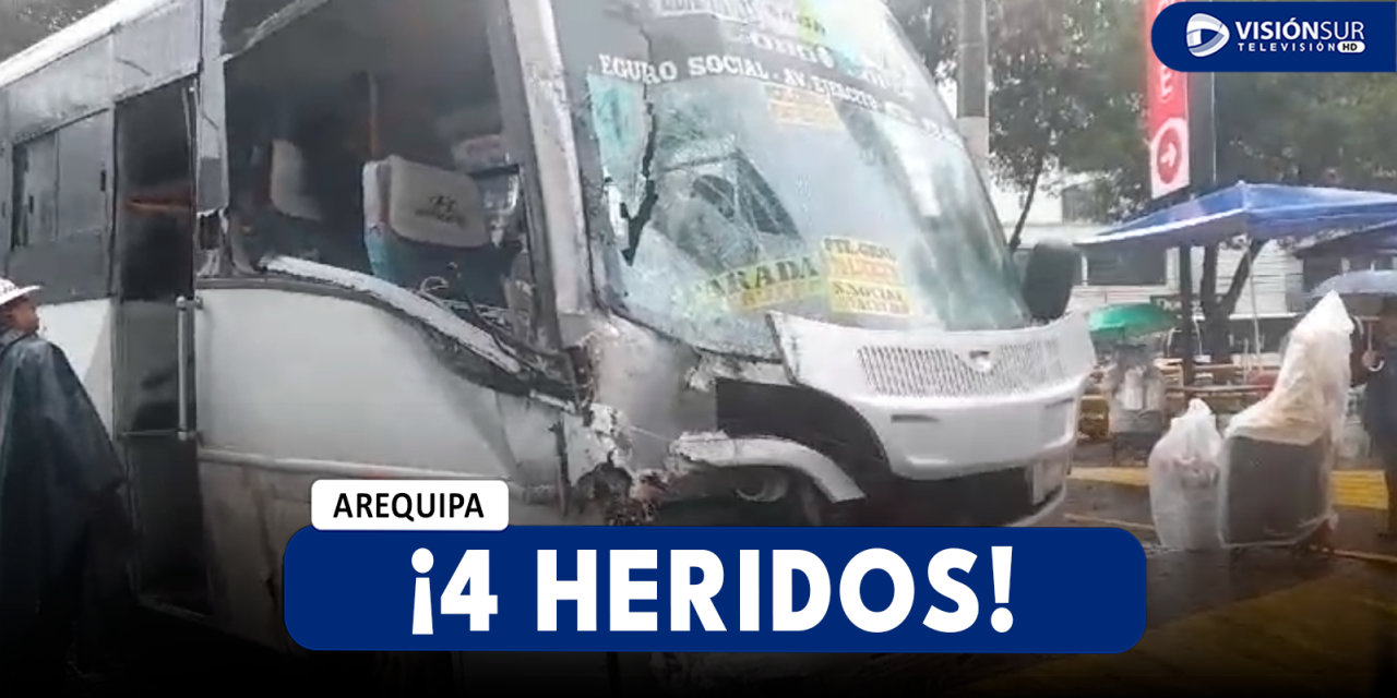 AREQUIPA: FUERTE CHOQUE ENTRE COMBIS DEL SIT DEJA A CUATRO PERSONAS HERIDAS EN LA AV. EJÉRCITO