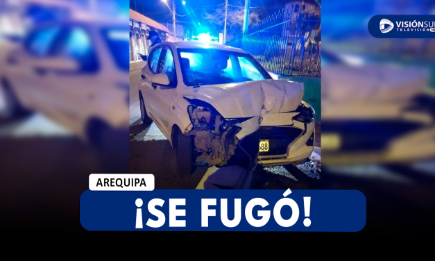 AREQUIPA: FUERTE CHOQUE EN LA CALLE VÍCTOR LIRA DEJA VARIOS DAÑOS MATERIALES Y CONDUCTOR SE DA A LA FUGA