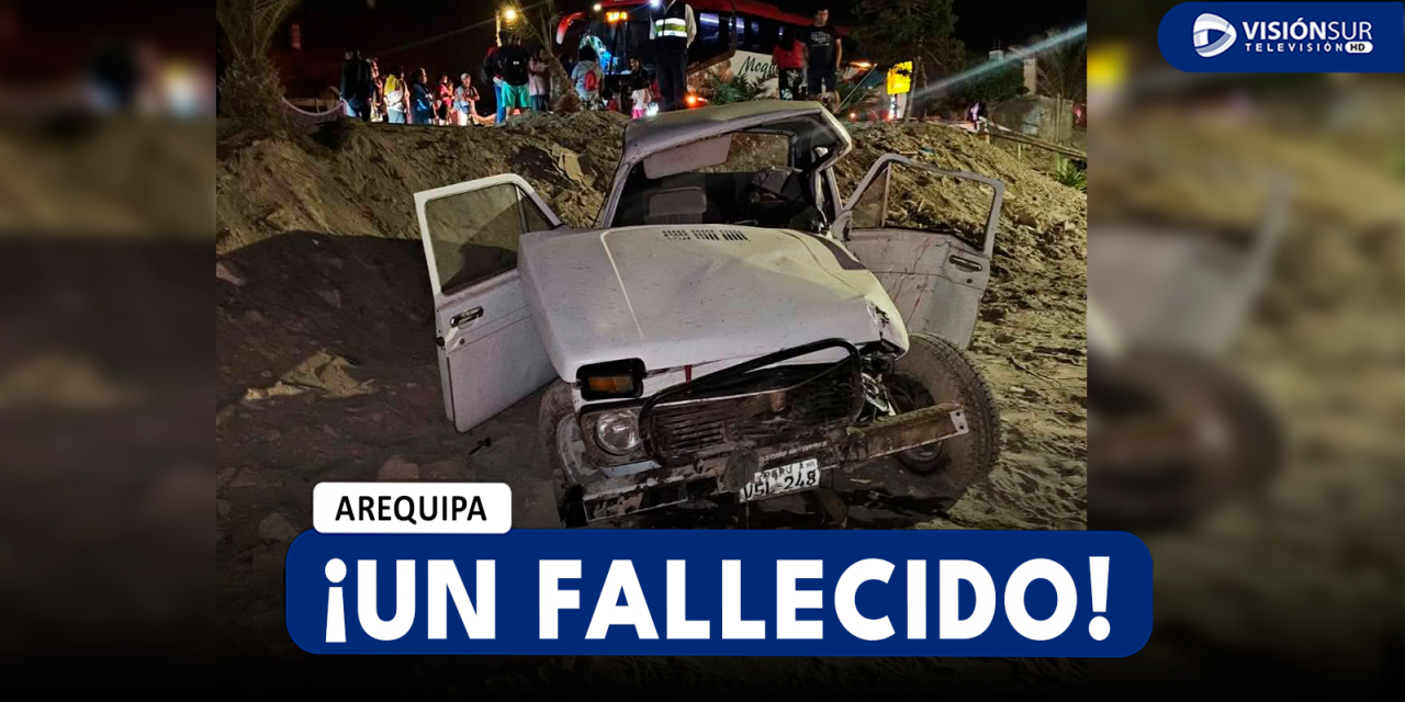 AREQUIPA: FUERTE CHOQUE ENTRE BUS INTERPROVINCIAL Y AUTO DEJA UNA PERSONA FALLECIDA Y OTRA GRAVEMENTE HERIDA