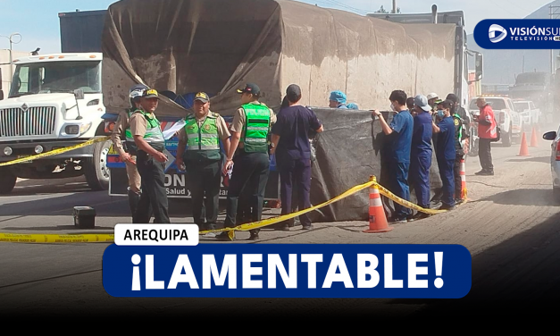 AREQUIPA: MOTOCICLISTA PIERDE LA VIDA TRAS SER APLASTADO POR LAS LLANTAS DE UN PESADO TRÁILER EN LA AV. EVITAMIENTO