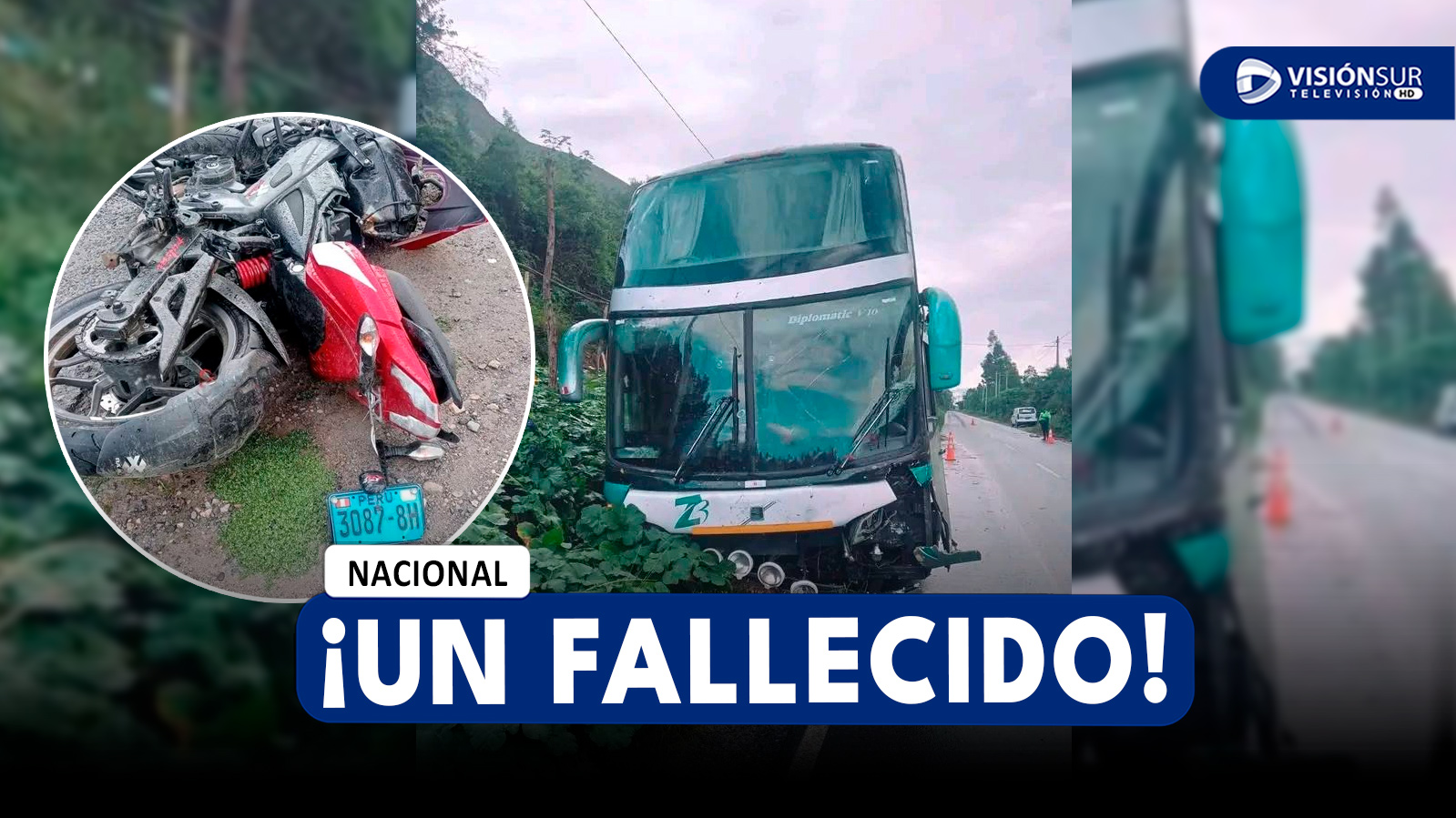 NACIONAL: FUERTE ACCIDENTE DE TRÁNSITO ENTRE UN BUS INTERPROVINCIAL Y UNA MOTO DEJAN A UNA PERSONA FALLECIDA
