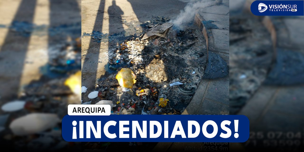 AREQUIPA: VECINOS DEL CERCADO DENUNCIAN QUE CONTENEDORES DE BASURA FUERON INCENDIADOS EN LA MADRUGADA