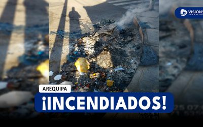 AREQUIPA: VECINOS DEL CERCADO DENUNCIAN QUE CONTENEDORES DE BASURA FUERON INCENDIADOS EN LA MADRUGADA