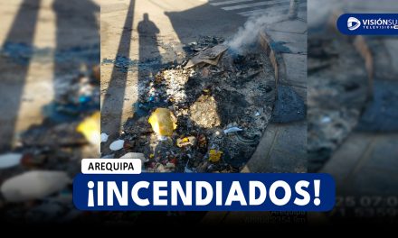 AREQUIPA: VECINOS DEL CERCADO DENUNCIAN QUE CONTENEDORES DE BASURA FUERON INCENDIADOS EN LA MADRUGADA