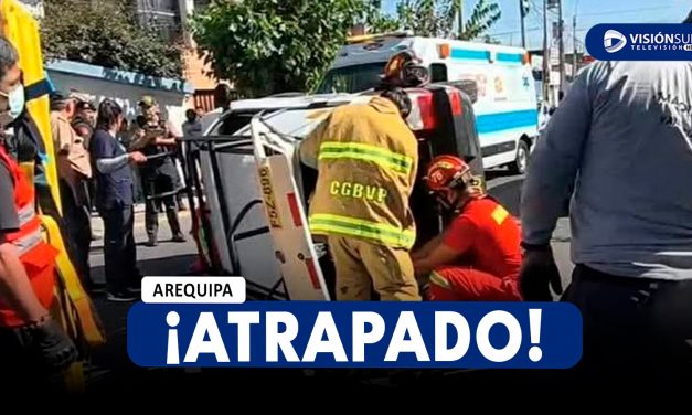 AREQUIPA: FUERTE ACCIDENTE DE TRÁNSITO SE REGISTRÓ EN LA AV. DOLORES Y DEJÓ UNA PERSONA GRAVEMENTE HERIDA
