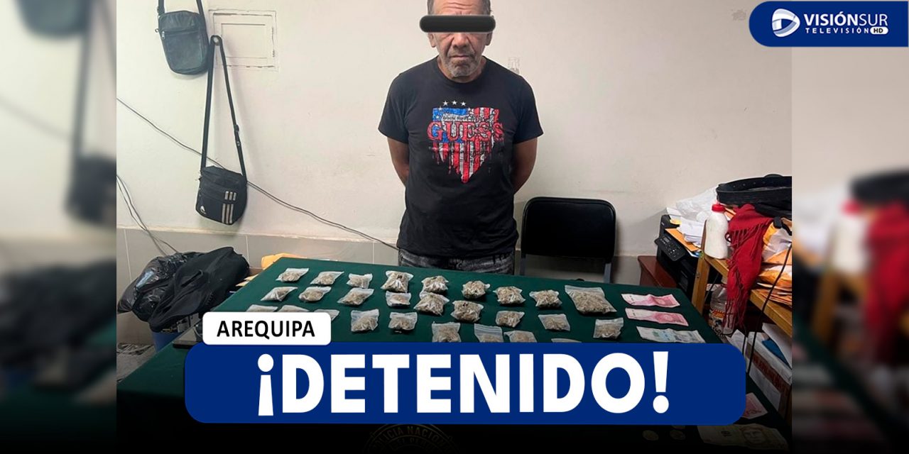 AREQUIPA: DETIENEN AL “PAPÁ PITUFO” CON MÁS DE 30 BOLSITAS CON CANNABIS SATIVA CERCA A LA FERIA EL ALTIPLANO