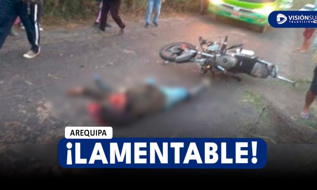 AREQUIPA: VARÓN PIERDE LA VIDA LUEGO DE IMPACTAR SU MOTOCICLETA CONTRA UNA CAMIONETA EN CAMANÁ