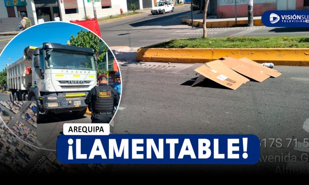 AREQUIPA: JOVEN PIERDE LA VIDA LUEGO DE SER APLASTADA POR UN VOLQUETE EN LA AV. GOYENECHE
