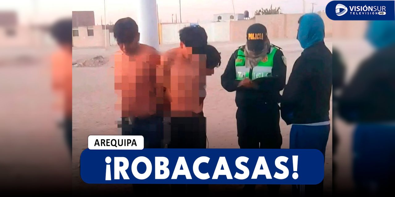 AREQUIPA: VECINOS DE MAJES CAPTURAN A PRESUNTOS ROBACASAS Y LES DAN UNA PALIZA PARA LUEGO AMARRARLOS A UN POSTE